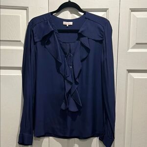 Parker Blue Ruffled Long Sleeve Blouse